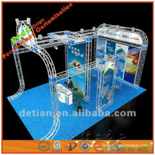 Mapa de stand abierto de tres lados, exhibición de cabina de feria de diseño personalizado hecha de pantallas de truss de aluminio
